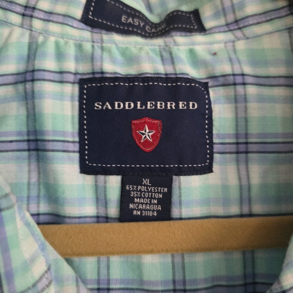 Mens saddlebred XL Button Down Plaid Shirt - Picture 3 of 4